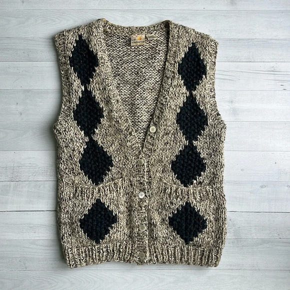 Liz Claiborne Jackets & Blazers - Vintage Liz Claiborne Gray & Navy Wool Blend Knit Vest Size S